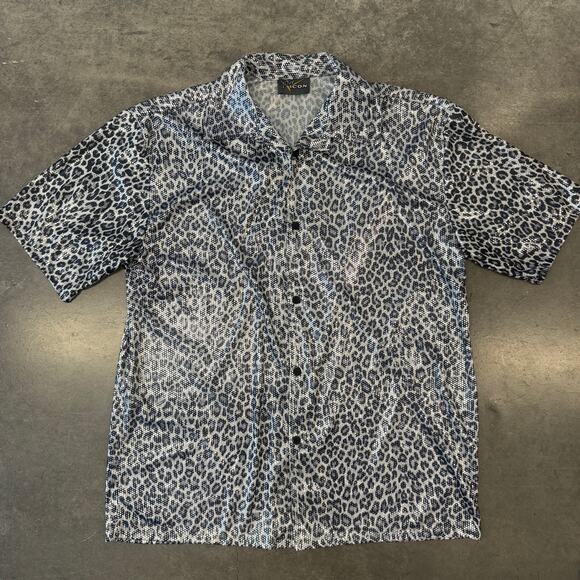 Vintage Y2K Silver Snake Skin Sequin 90's Made In USA Men's Button Up Tee L - Picture 1 of 6